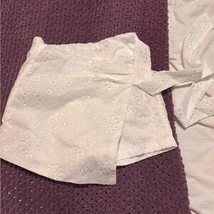 Elegant White Eyelet Wrap Skirt